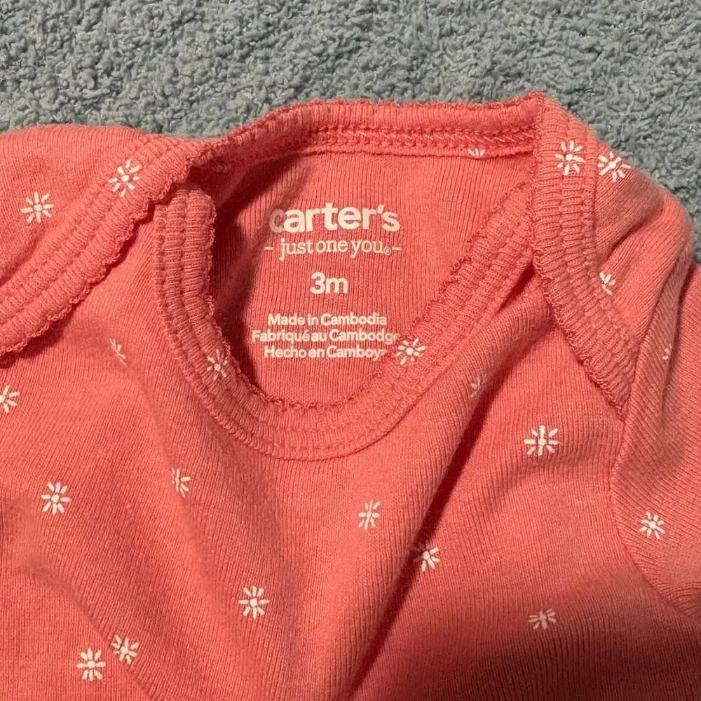 Baby Girl-Onesies-Lot 5 Pack-3M-Carters/Gerber -Giraffe /Floral /Plain